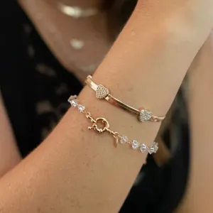 PULSEIRA MALHA DOURADA CORAÇÕES CRAVEJADOS EM MICROZIRCÔNIAS CRISTAL