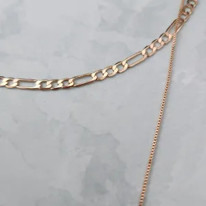 COLAR 2X1 CORRENTE FÍGARO COM VENEZIANA E PINGENTE CORAÇÃO ESMERALDA
