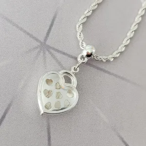 PULSEIRA RÓDIO BRANCO PINGENTE  CADEADO DE CORAÇÃO