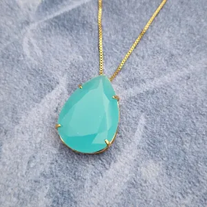 COLAR DOURADO PEDRA AZUL