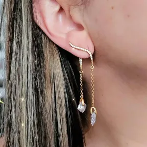 EAR JACKET DOURADO ZIRCÔNIAS CRISTAL