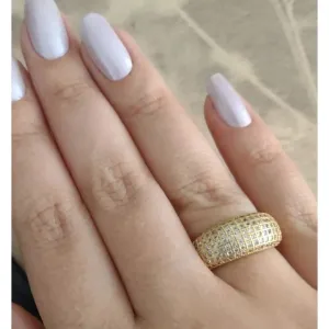 ANEL APARADOR DOURADO CRAVEJADO MICROZIRCÔNIAS CRISTAL 7 FILEIRAS