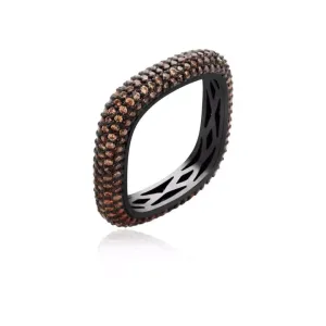 ANEL RÓDIO NEGRO QUADRADO CRAVEJADO MICROZIRCÔNIAS CITRINO