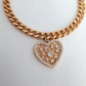 PULSEIRA DOURADA CORAÇÃO CRAVEJADO EM MICROZIRCÔNIAS CRISTAL