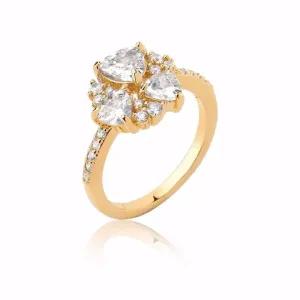 ANEL DOURADO COM PEDRAS TRIANGULARES ZIRCÔNIAS CRISTAL