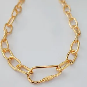 COLAR DOURADO FOSCO ELOS FECHO MOSQUETÃO LONGO