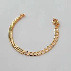 PULSEIRA DOURADA CORRENTE MAIS MALHA E FECHO BOIA