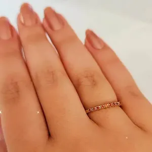 ANEL MEIA ALIANÇA CRAVEJADO MICROZIRCÔNIAS LARANJA