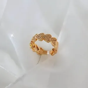 ANEL DOURADO CORAÇÕES