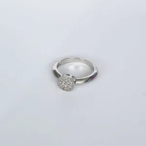 ANEL RÓDIO BRANCO SOLITÁRIO CRAVEJADO MICROZIRCÔNIAS CRISTAL