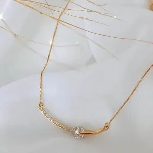 COLAR DOURADO CORRENTE VENEZIANA PINGENTE ZIRCÔNIA CRISTAL