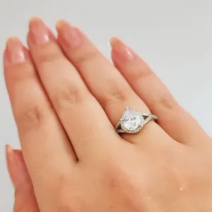 ANEL RÓDIO BRANCO PEDRA GOTA CRISTAL CRAVEJADO MICROZIRCÔNIAS CRISTAL