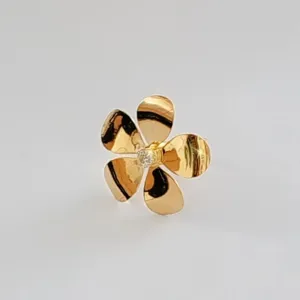 ANÉL FLOR MÓVEL COM PEDRA DE ZIRCÔNIA DOURADO