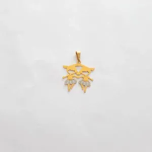 PINGENTE MENINAS BANHO EM TONS AMERELO E BRANCO