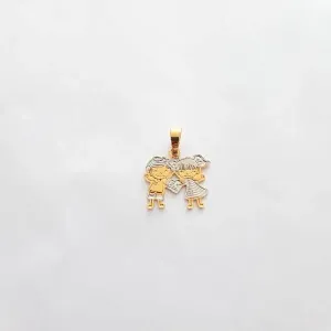 PINGENTE CASAL BANHO TONS AMARELO E BRANCO