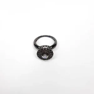 ANEL RÓDIO NEGRO CRAVEJADO ZIRCÔNIAS CRISTAL