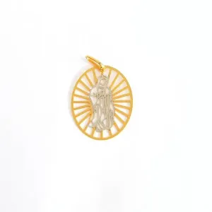 PINGENTE NOSSA SENHORA BANHO TONS AMARELO E BRANCO
