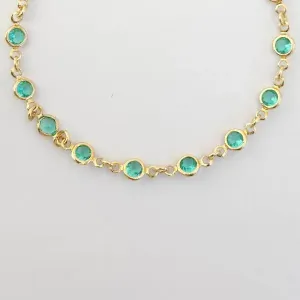 PULSEIRA DOURADA PEDRAS VERDES