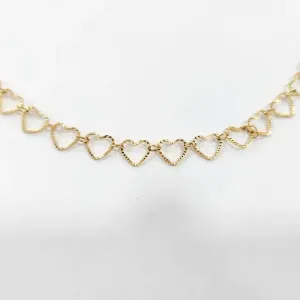 COLAR DOURADO ELOS DE CORAÇÃO VAZADO 70CM