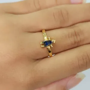 ANEL DOURADO MENINO CRAVEJADO MICROZIRCÔNIAS SAFIRA