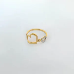 ANEL CORAÇÕES BANHO TONS AMARELO E BRANCO