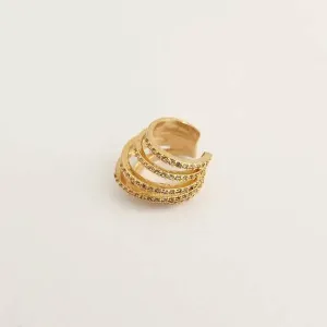 BRINCO PIERCING FAKE DOURADO FIOS CRAVEJADO MICROZIRCÔNIAS CRISTAL