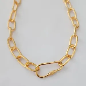 COLAR DOURADO FOSCO ELOS FECHO MOSQUETÃO LONGO