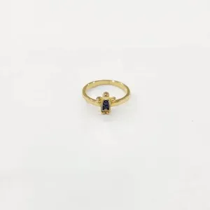 ANEL DOURADO MENINO CRAVEJADO MICROZIRCÔNIAS SAFIRA