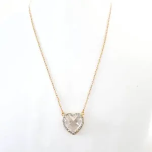 COLAR DOURADO PEDRA CORAÇÃO 43CM + 5CM