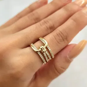 ANEL CINCO CRAVEJADO EM MICROZIRCÔNIAS CRISTAL