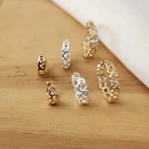 TRIO DE ARGOLINHAS DE CORAÇÕES TRÊS BANHOS DO OURO