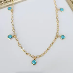 COLAR CHOCKER PONTOS DE LUZ AZUL