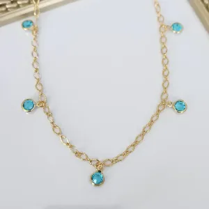 COLAR CHOCKER PONTOS DE LUZ AZUL