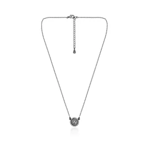 COLAR RÓDIO NEGRO PINGENTE PIZZA P MICROZIRCÔNIAS CRISTAL