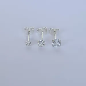 TRIO DE BRINCOS PONTO DE LUZ CRISTAL PRATA 925