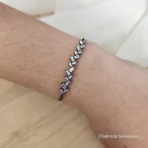PULSEIRA RÓDIO NEGRO SHAMBALA NAVETE CRISTAL