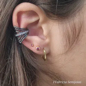 PIERCING FAKE RÓDIO NEGRO PONTAS ZIRCÔNIAS CRISTAL