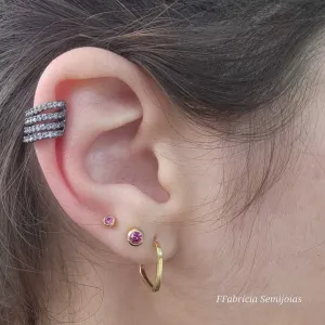 PIERCING FAKE RÓDIO NEGRO FIOS CRAVEJADO MICROZIRCÔNIAS CRISTAL