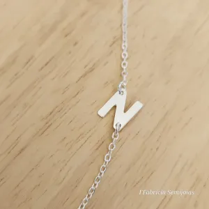 COLAR BANHO DE PRATA LETRA N LATERAL 45+5CM