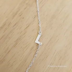 COLAR BANHO DE PRATA LETRA L LATERAL 45+5CM