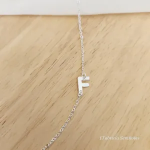 COLAR BANHO DE PRATA LETRA F LATERAL 45+5CM