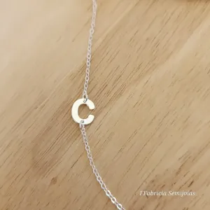COLAR BANHO DE PRATA LETRA C LATERAL 45+5CM