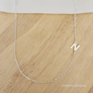 COLAR BANHO DE PRATA LETRA N LATERAL 45+5CM