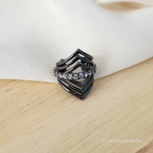 PIERCING FAKE RÓDIO NEGRO PONTAS ZIRCÔNIAS CRISTAL
