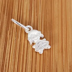 PINGENTE PRATA 925 MENINA CRAVJEADO COM MICROZIRCÔNIAS