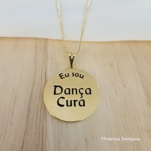 COLAR CORRENTE VENEZIANA 45+5CM COM PINGENTE MANDALA EU SOU DANÇA CURA M-3CM
