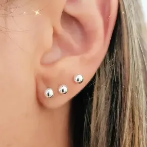 TRIO BANHO DE PRATA DE BOLINHAS 2MM