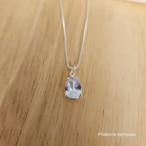 COLAR VENEZIANA PONTO DE LUZ GOTA ZIRCÔNIA 45CM +5CM