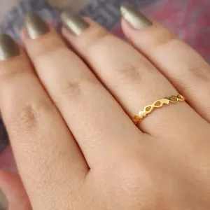 ANEL DOURADO CORAÇÕES E INFINITO
