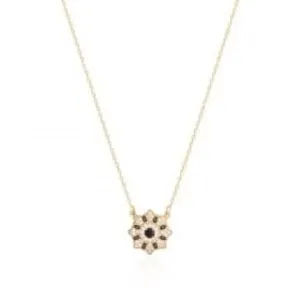 COLAR COM PINGENTE MAXI FLOR DOURADO - ZIRCÔNIA NEGRA